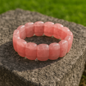 Rose Quartz Rectangular Bead Bracelet.