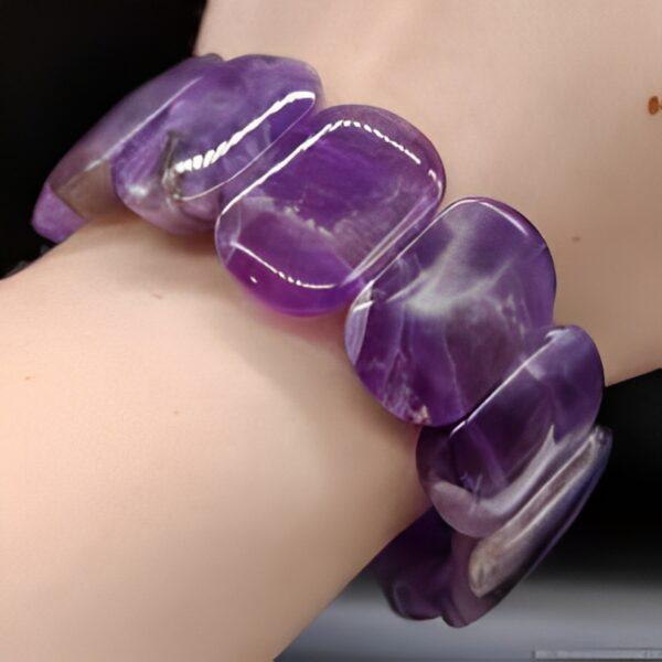 Amethyst Barrel Bead Bracelet.